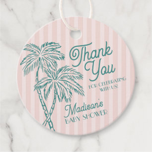 Pink Palm Spring Pastel Beach Baby Shower Favour Tags