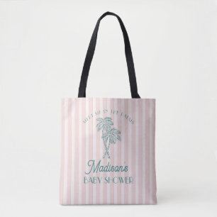 Pink Palm Spring Pastel Beach Baby Shower Tote Bag