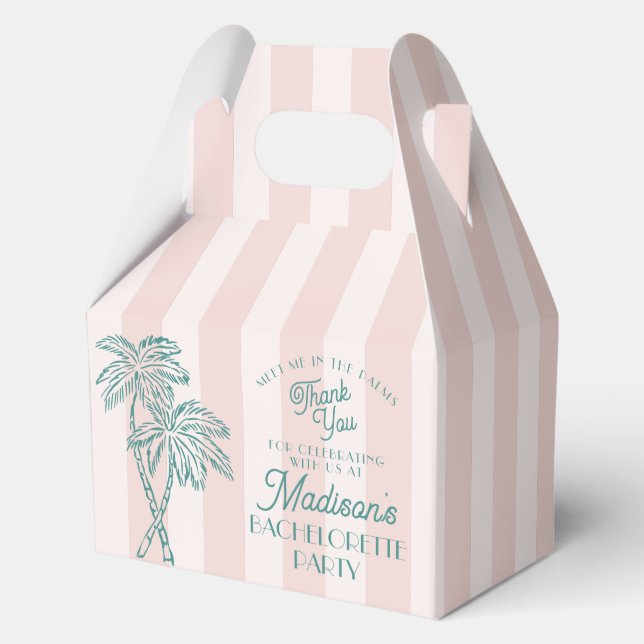 Pink Palm Spring Pastel Beach Bachelorette Party Favour Box (Front)