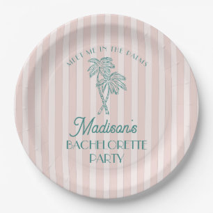 Pink Palm Spring Pastel Beach Bachelorette Party Paper Plate