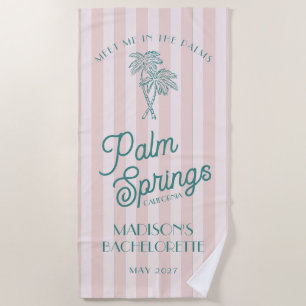 Pink Palm Spring Pastel Beach Bachelorette Party Towel