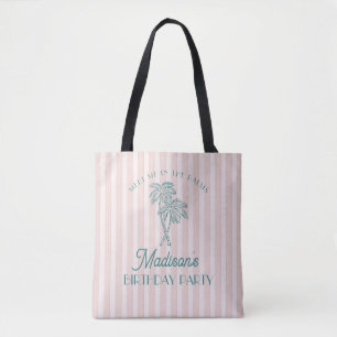 Pink Palm Spring Pastel Beach Birthday Party Tote Bag
