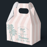 Pink Palm Spring Pastel Beach Bridal Shower Favour Box<br><div class="desc">Meet me in the palms! Our Palm Springs Party Collection is a dreamy blend of vintage beach cabana charm and pastel perfection. Featuring soft stripes, breezy palm trees, and a touch of retro glam, this collection brings the magic of a sun-soaked getaway to your celebration. Whether you're hosting a bachelorette...</div>