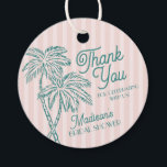 Pink Palm Spring Pastel Beach Bridal Shower Favour Tags<br><div class="desc">Meet me in the palms! Our Palm Springs Party Collection is a dreamy blend of vintage beach cabana charm and pastel perfection. Featuring soft stripes, breezy palm trees, and a touch of retro glam, this collection brings the magic of a sun-soaked getaway to your celebration. Whether you're hosting a bachelorette...</div>