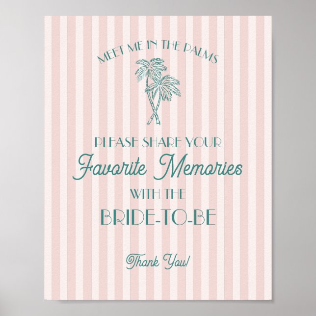 Pink Palm Springs Favourite Memories with Bride Poster (Front)