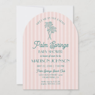Pink Palm Springs Pastel Beach Cabana Baby Shower Invitation