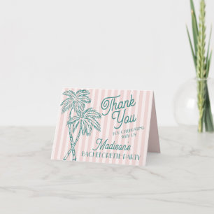 Pink Palm Springs Pastel Beach Thank You Cards
