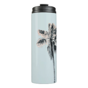 Pink Palm Tree Aqua Mint Sky Retro Thermal Tumbler