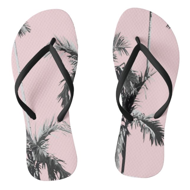 Pink Palm Tree Flip Flops (Footbed)