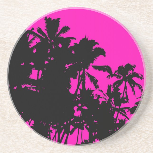 Pink palm tree Hawaii coasters (Front)