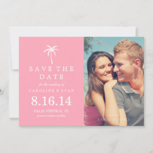Pink Palm Tree Photo Wedding Save the Date