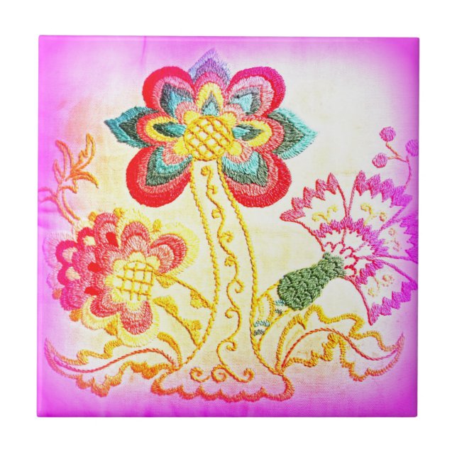 pink palm tree tile (Front)