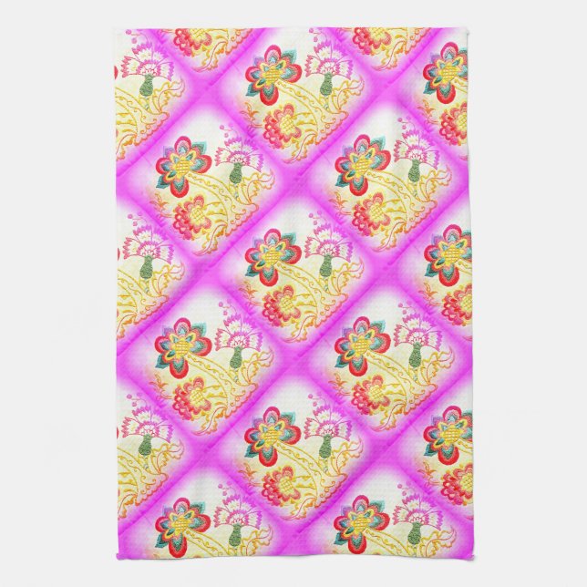 pink palm trees kitchen towel (Vertical)
