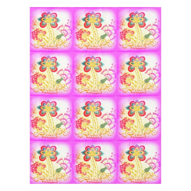 pink palm trees tablecloth (Front)