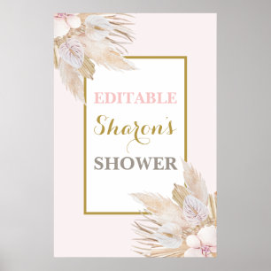 Pink Pampas Grass baby shower girl sign