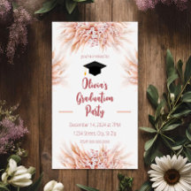 Pink Pampas Grass Boho Graduation Invitation