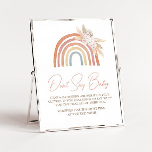 Pink Pampas Grass Boho Rainbow Don't Say Baby Poster