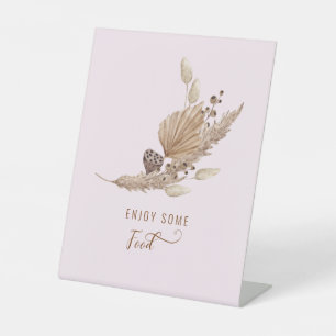 Pink Pampas Grass Oh Baby Food II Pedestal Sign