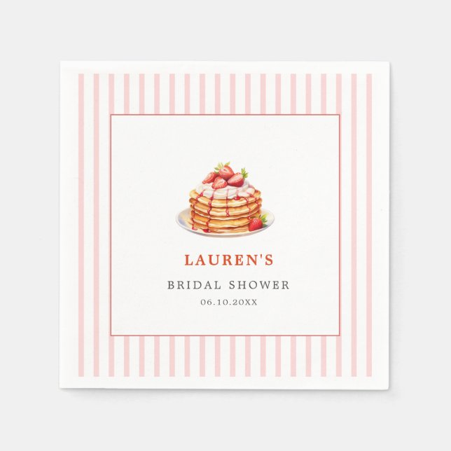 Pink Pancakes and Berries Bridal Brunch Napkin (Front)