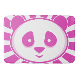 Pink Panda Bear - Adorable pink white panda girls Bath Mat