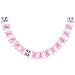 Pink Panda Bear Birthday Party Bunting