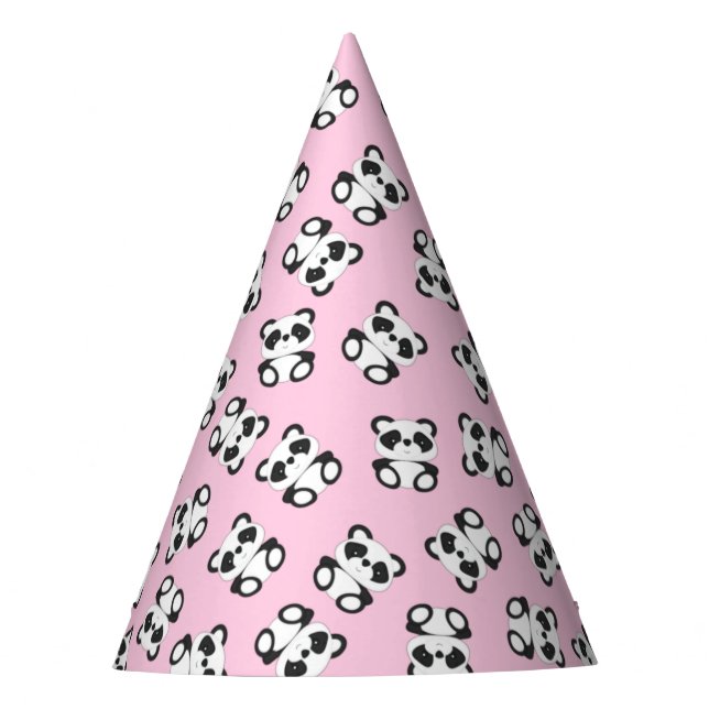 Pink Panda Bear Birthday Party Party Hat (Front)