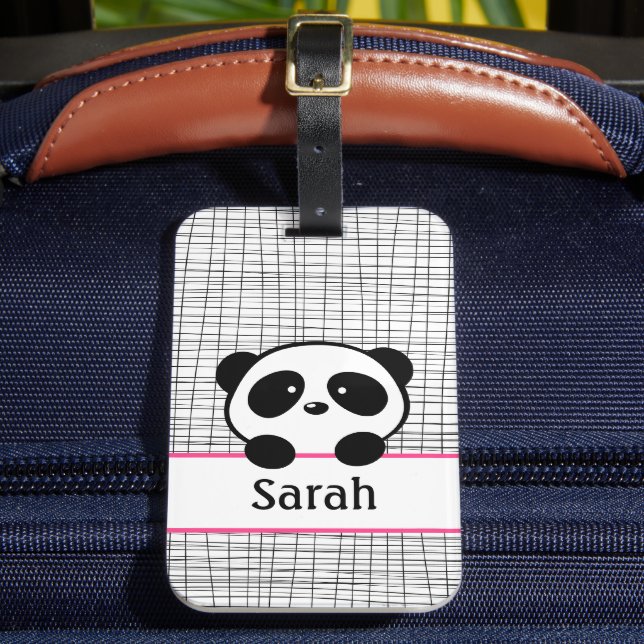 Pink Panda Bear Luggage Tag (Front Insitu 2)
