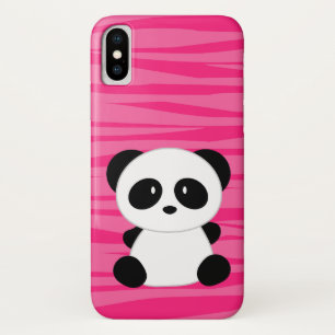Pink Panda Bear Zebra Print Pattern iPhone X Case