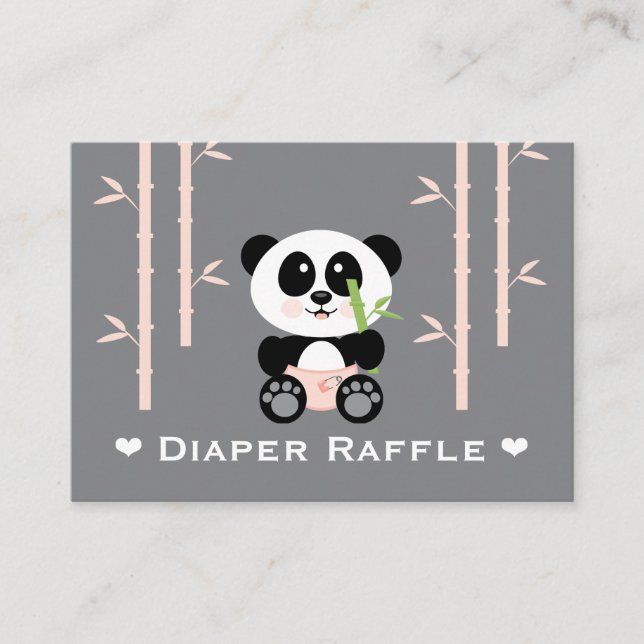 Pink Panda Diaper Raffle Tickets Enclosure Card (Front)