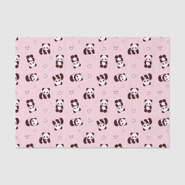 Pink Panda Heart Tissue Paper (Front)