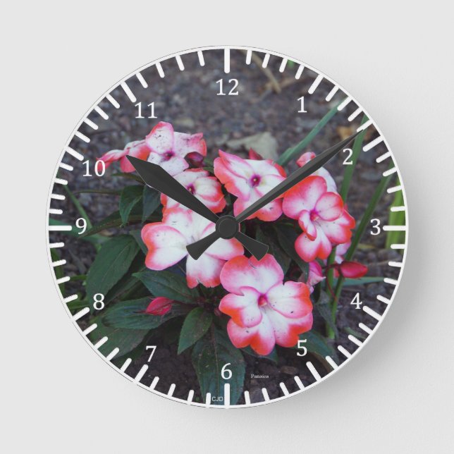 Pink Pansies Clock (Front)