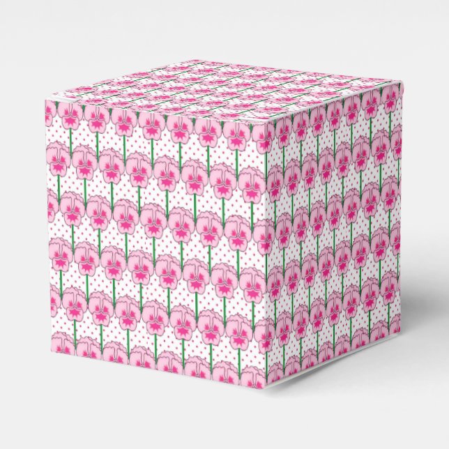 Pink pansies - retro wallpaper pattern favour box (Front Side)