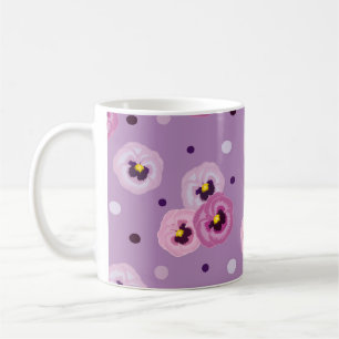 Pink pansies, seamless pattern coffee mug