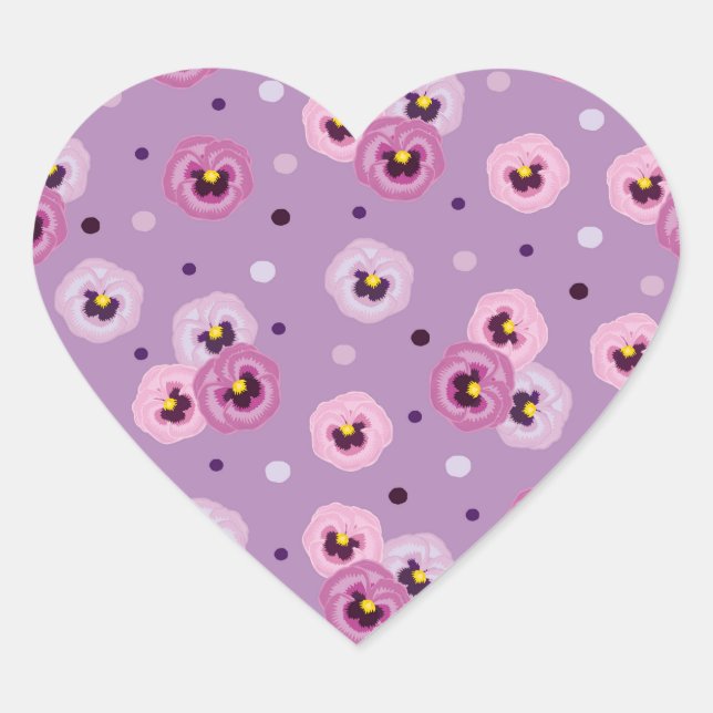 Pink pansies, seamless pattern heart sticker (Front)