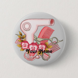 Pink Pansy Beautician 6 Cm Round Badge