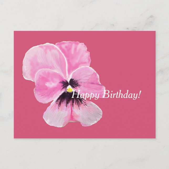 Pink Pansy Birthday Card (Front)