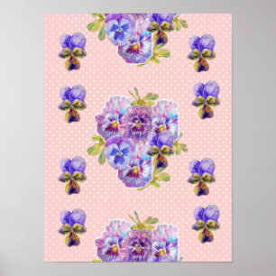 Pink Pansy flower flowers Shabby Chic Poster