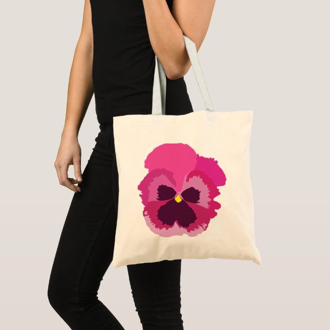 Pink Pansy Flower Tote Bag (Front (Product))
