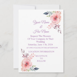 Pink Pansy Flowers Thunder_Cove Invitation