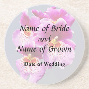 Pink Pansy Orchids Wedding Products Coaster