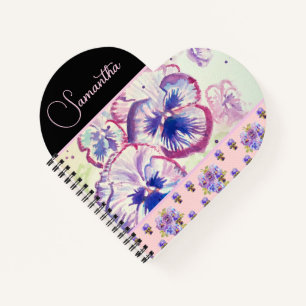 Pink Pansy Pansies Watercolor Flower Floral art Notebook