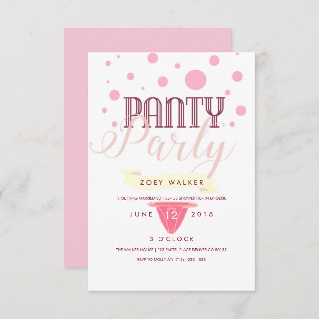 Pink Panty Party Invitation (Front/Back)