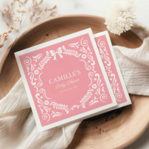 Pink Papel Picado Baby Shower  Napkin