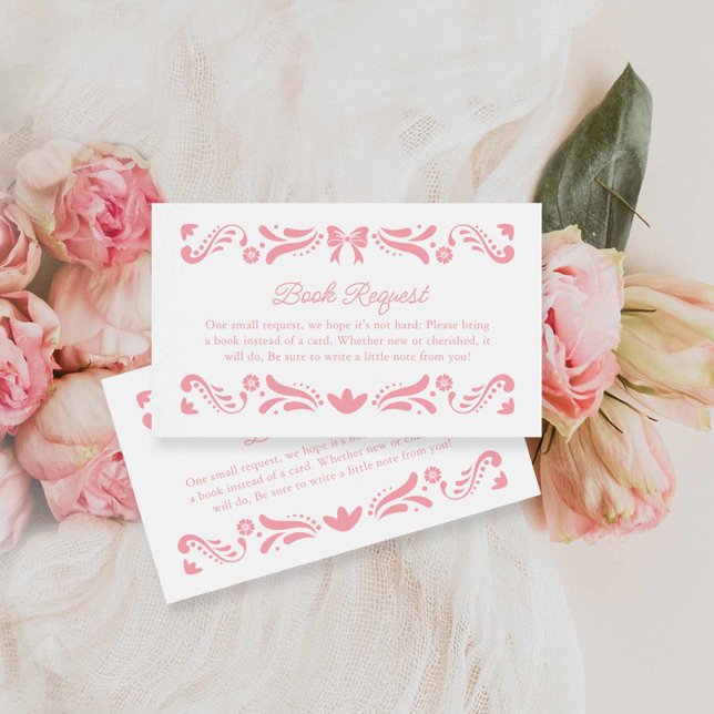Pink Papel Picado Books for Baby Enclosure Card (Pink Ribbon Books for Baby Card)