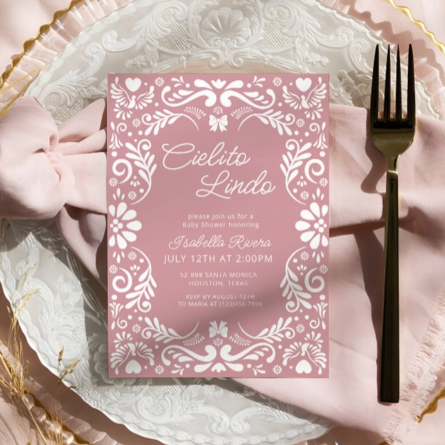 Pink Papel Picado Mexican Girl Baby Shower Invitation (Creator Uploaded)