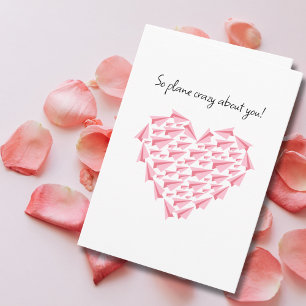 Pink Paper Airplane Heart Romantic Valentine's  Card