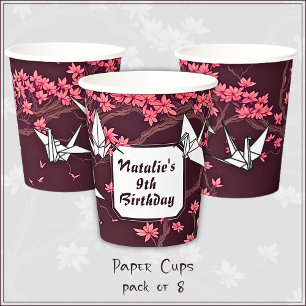 Pink Paper Crane Origami Cherry Blossom Cups