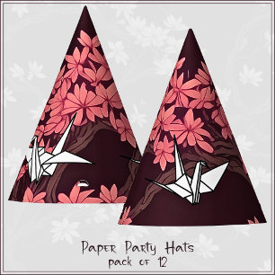Pink Paper Crane Origami Cherry Blossom Party Hat