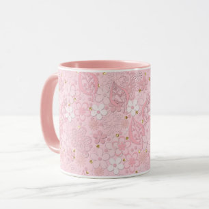 Pink paper flowers mug