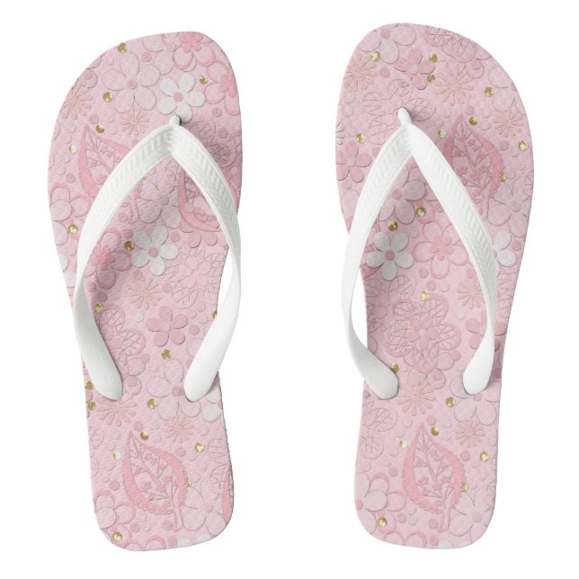 Pink paper flowers thongs (Footbed)